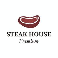 Steak house or vintage fresh meat Logo design.Premium quality grilled meat.Typography Badge for retro restaurant, bar and cafe. vector