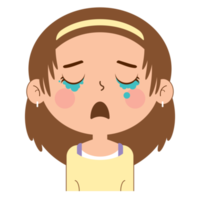 niña llorando cara dibujos animados lindo png