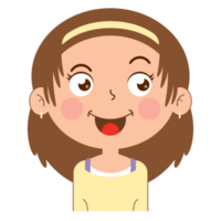 fille visage heureux dessin animé mignon png