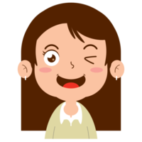 girl happy face cartoon cute png