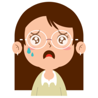 niña llorando cara dibujos animados lindo png