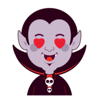 Dracula in love face cartoon cute png