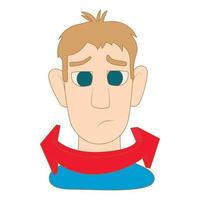 Man saying no with his head icon, cartoon style vector