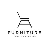 silla interior muebles plantilla logo diseño creativo con líneas geométricas modernas.con forma elegante y minimalista. vector
