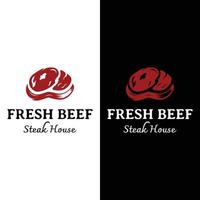 Steak house or vintage fresh meat Logo design.Premium quality grilled meat.Typography Badge for retro restaurant, bar and cafe. vector