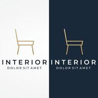 silla interior muebles plantilla logo diseño creativo con líneas geométricas modernas.con forma elegante y minimalista. vector