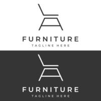 Interior chair furniture template logo creative design with modern geometric lines.With elegant and minimalist shape. vector