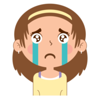 niña llorando cara dibujos animados lindo png