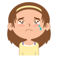 niña llorando cara dibujos animados lindo png