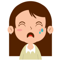 niña llorando cara dibujos animados lindo png