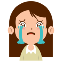 girl crying face cartoon cute png