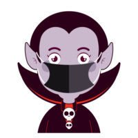 dracula porter un masque médical visage dessin animé mignon png