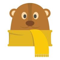 Groundhog in scarf icon, flat style vector