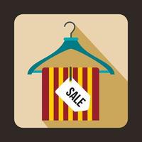 Hanger with sale tag icon, flat style vector