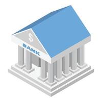 icono de banco, estilo isométrico vector