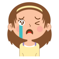 niña llorando cara dibujos animados lindo png