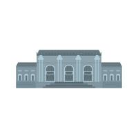 Grey facade historical building icon, flat style vector