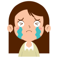 niña llorando cara dibujos animados lindo png