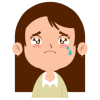 niña llorando cara dibujos animados lindo png