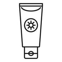 Sun lotion tube icon, outline style vector