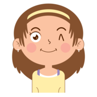 fille visage heureux dessin animé mignon png