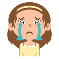 niña llorando cara dibujos animados lindo png