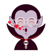 Dracula in love face cartoon cute png