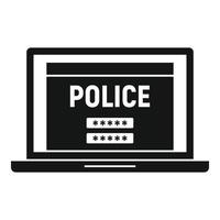 icono de la computadora portátil de la policía, estilo simple vector