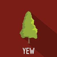 Yew tree icon, flat style vector