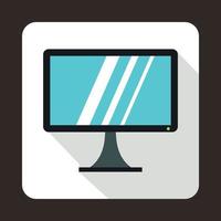 icono de monitor de computadora, estilo plano vector