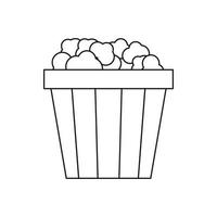 Popcorn in cardboard bucket icon, outline style vector