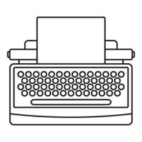 icono de máquina de escribir de botón redondo, estilo de contorno vector
