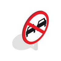 No overtaking sign icon, isometric 3d style vector