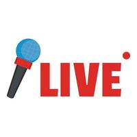 Live microphone icon, flat style. vector