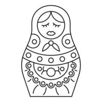 icono de muñeca de anidación vintage, estilo de esquema vector