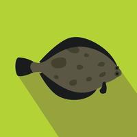 Fish flounder icon, flat style vector
