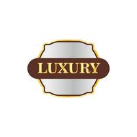 Luxury silver label icon, flat style vector