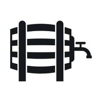 Wooden barrel with tap icon, simple style vector