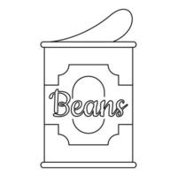 Beans tin can icon, outline style vector