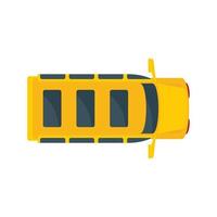 Top view school mini bus icon, flat style vector