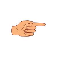 Pointing hand gesture icon, cartoon style vector