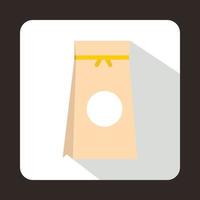 té empacado en un icono de bolsa de papel, estilo plano vector