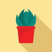 icono de maceta de cactus de casa, estilo plano vector