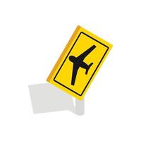 Sign for beware airplane icon, isometric 3d style vector