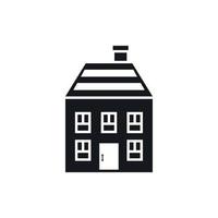 Two-storey house with chimney icon, simple style vector