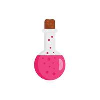 Potion pink flask icon, flat style vector