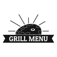 Bbq grill menu logo, simple style vector