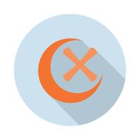 Cross and crescent icon, flat style vector