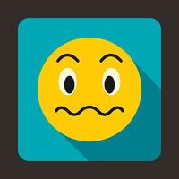 Suspicious emoticon icon, flat style vector