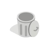 Gray trash can with open lid icon vector